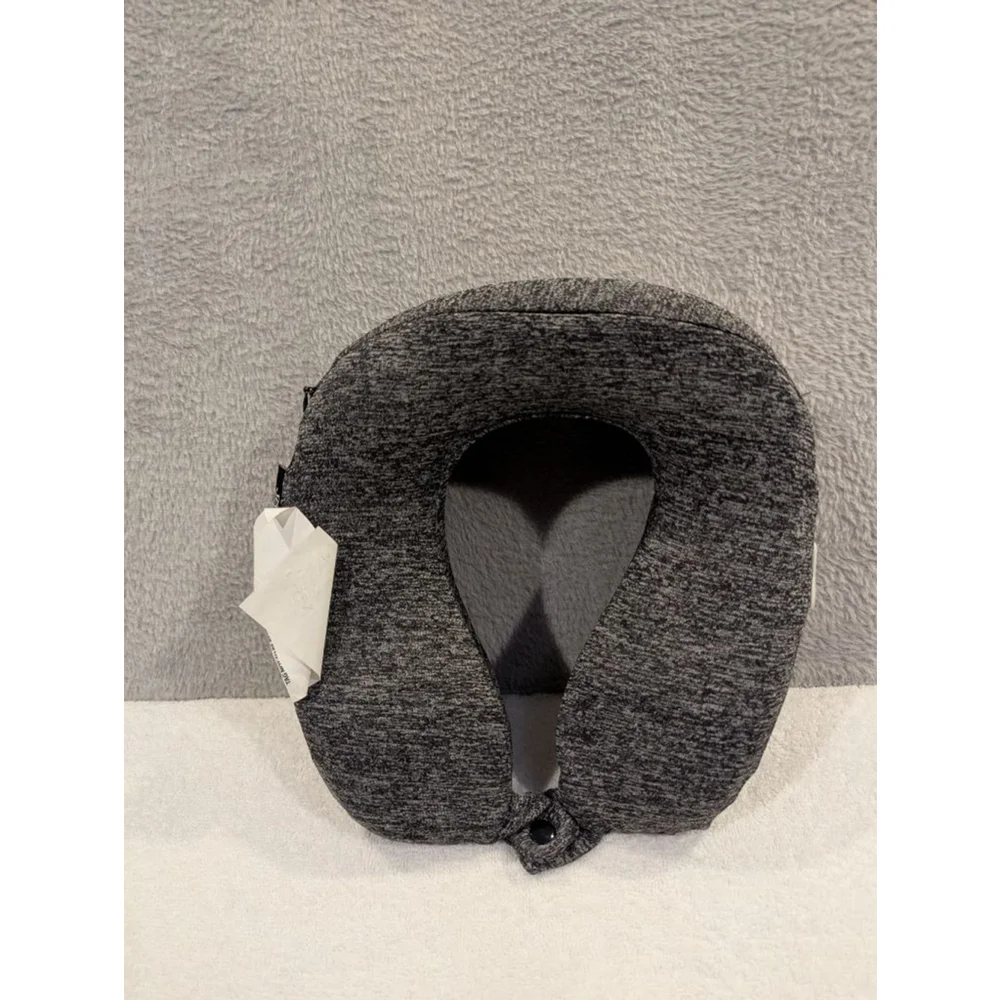 Sealy Gray & Black Travel Neck Pillow Snap Closure Removable Cover
